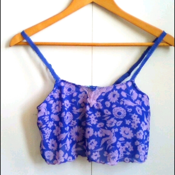 3 FOR $15 LIMITED TIME CLOSET CLEAR OUT|Floral mesh bralette cropped camisole - Picture 1 of 2